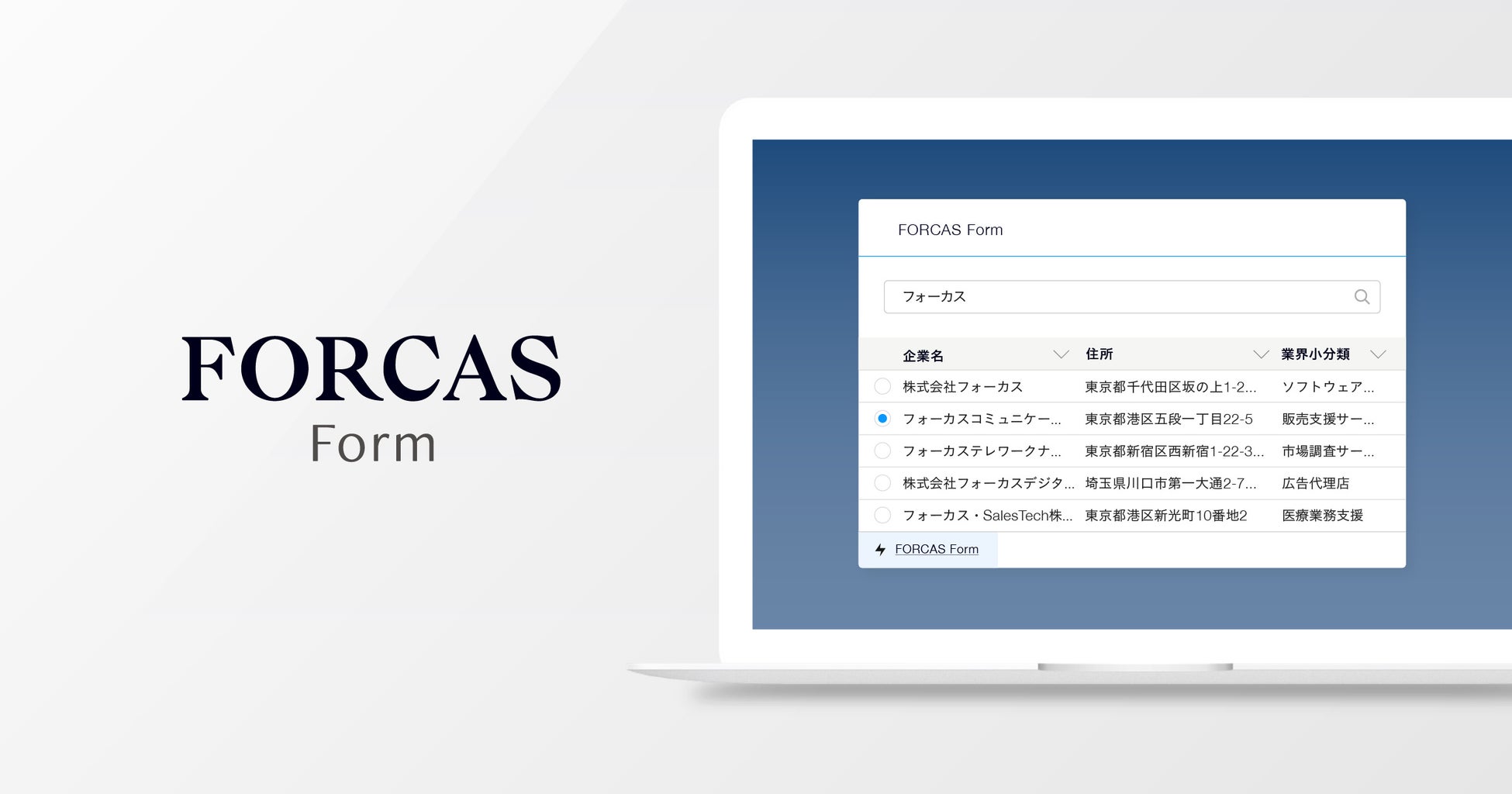 FORCAS、正しい企業情報を簡単に登録できる「FORCAS Form」をSalesforce AppExchange上で提供開始のサブ画像1