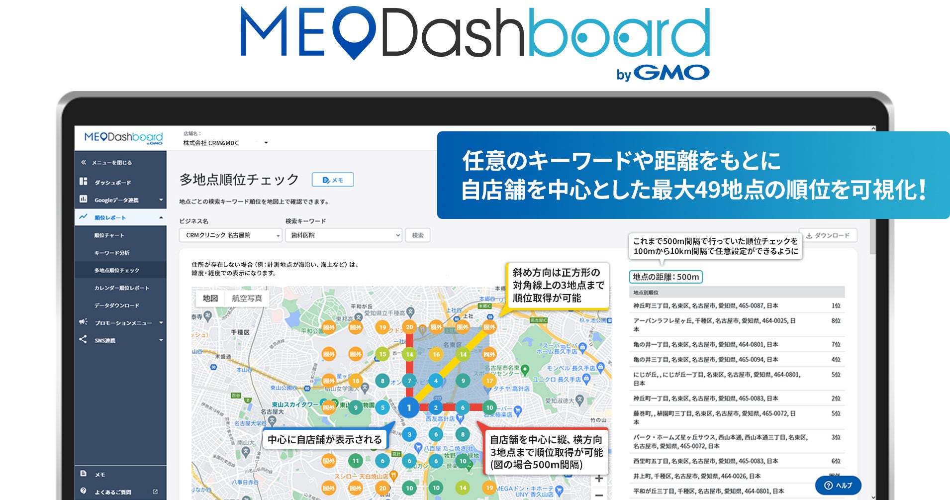 MEO総合管理ツール『MEO Dashboard byGMO』、多地点順位チェック機能を強化【GMO TECH】のサブ画像1