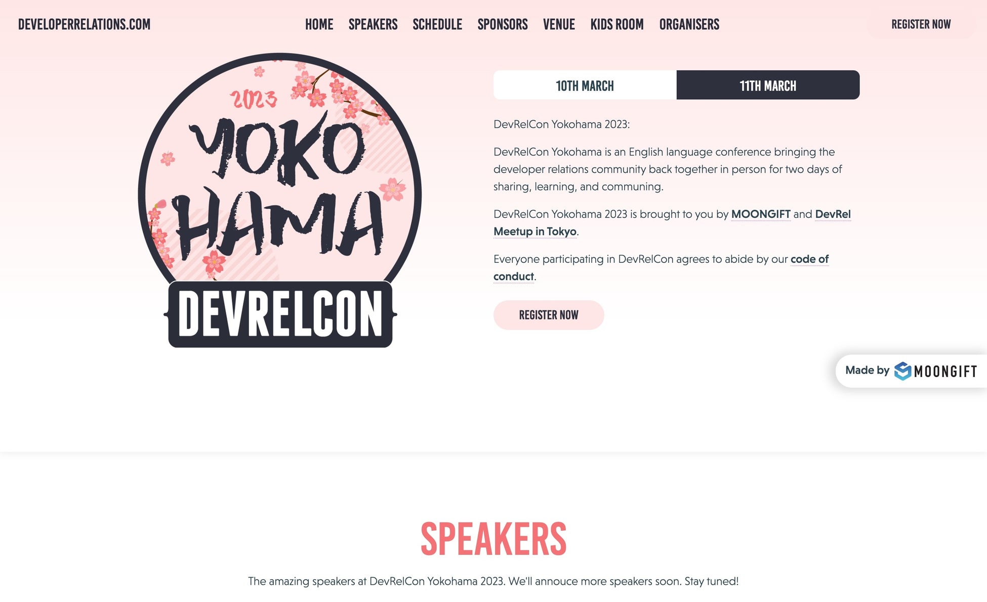 開発者向けマーケティングDevRelのカンファレンス「DevRel/Japan CONFERENCE 2023」「DevRelCon Yokohama 2023」を3月10〜11日に横浜で同日開催！のサブ画像1_DevRelCon Yokohama 2023のWebサイト